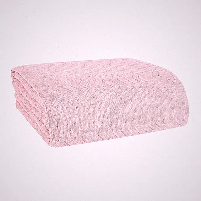 100% Cotton Bed Blanket Breathable Thermal Twin Size Soft Chevron 60x90 Pink