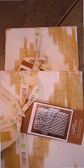 2 West Elm Organic chevron Euro shams Horseradish New w tags