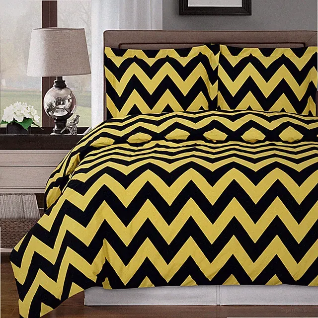 3PC Chevron 300TC Combed Cotton Duvet Cover Set Contemporary Print