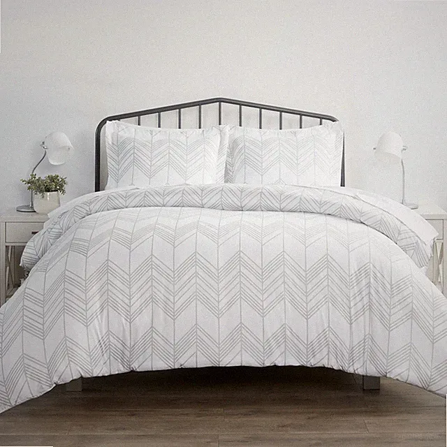 3PC Premium Ultra Soft Alps Chevron Pattern Duvet Cover Set by Kaycie Gray