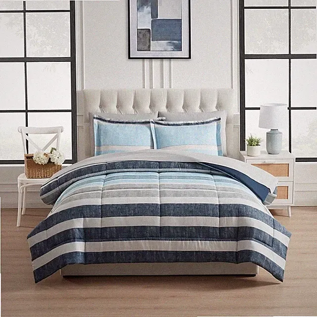 5 Piece Reversible Chevron Bedding Set W/ Comforter Pillow Shams & Sheets New