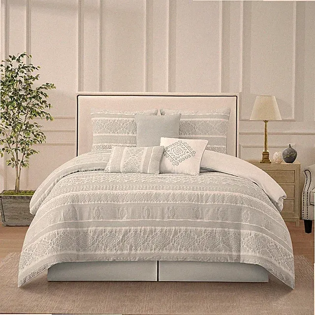 7-Piece Dusty Green California King Comforter Set with Pillows