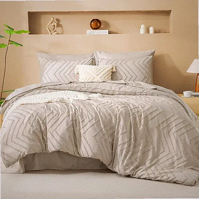 7 piece Soft Luxury Comforter Set Bed in a bed Bedding set for All season,Beige