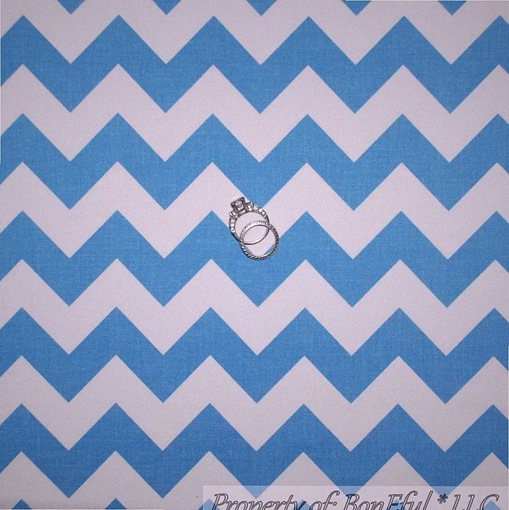 BonEful Fabric FQ Cotton Quilt Blue Light White CHEVRON Baby Boy Nursery Decor L