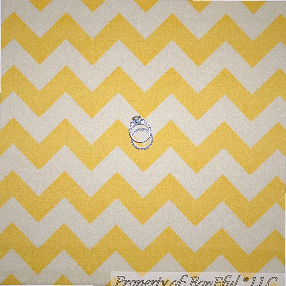 BonEful Fabric FQ Cotton Quilt Yellow Tone CHEVRON Baby Boy Girl Nursery Decor L