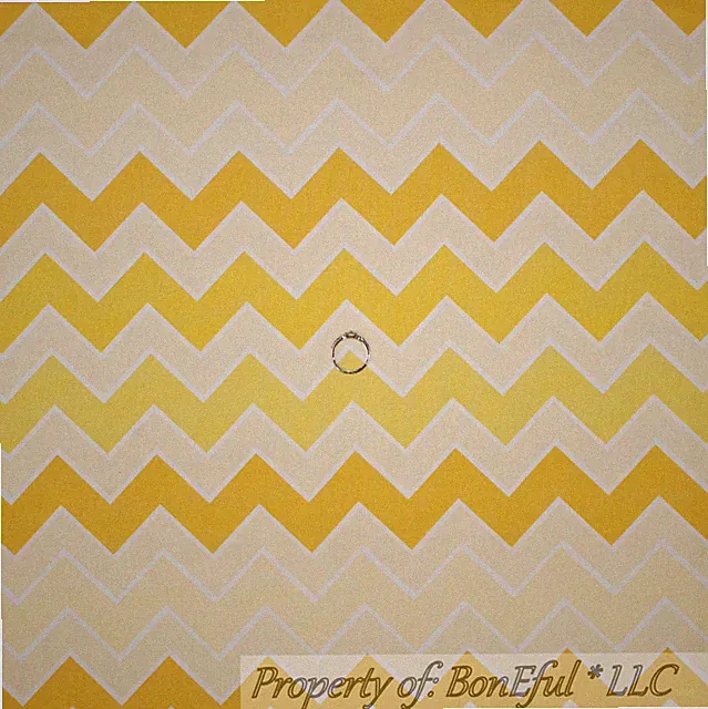 BonEful Fabric FQ Cotton Quilt Yellow White CHEVRON STRIPE Baby Unisex Nursery L