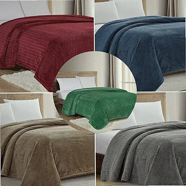 Braided Bed Blanket Soft Superior Chevron Microplush Cover Solid Color 4 Sizes