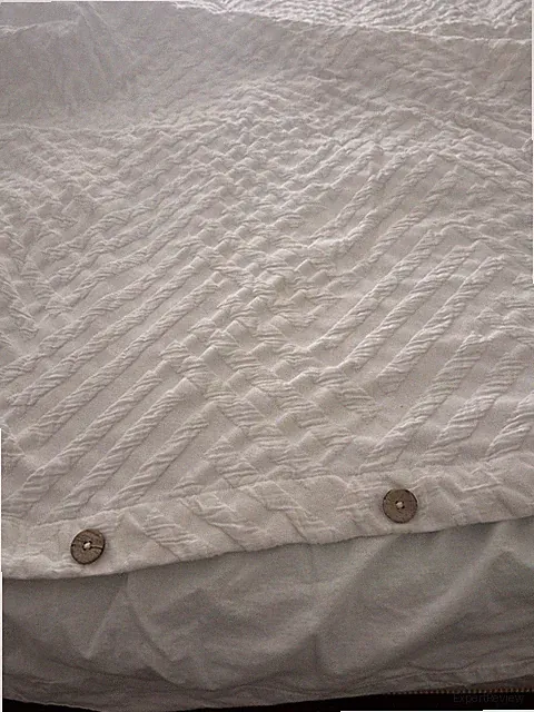 California Design Den Duvet Full/Queen White Chevron Pattern 100% Cotton India