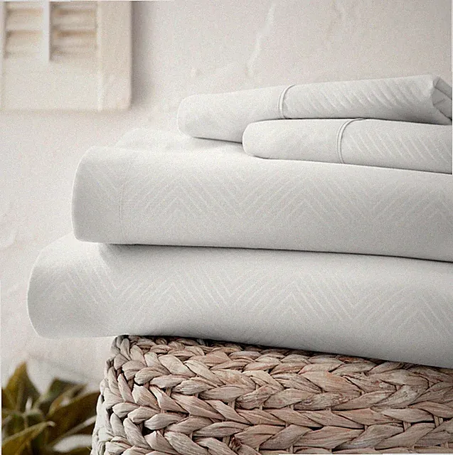 Chevron Embossed Bed Sheet Set by Kaycie Gray So Soft Collection - 4 Piece
