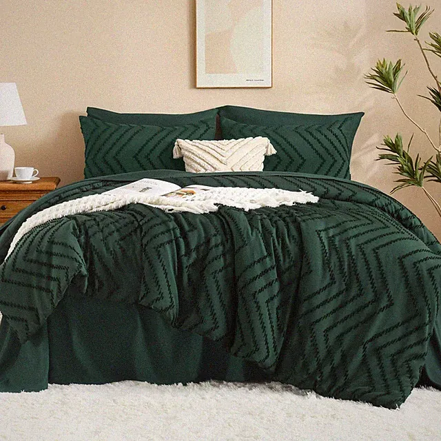 Comforters Queen Size Set with Sheets Dark Emerald Green - 7 Pieces Bed in a...