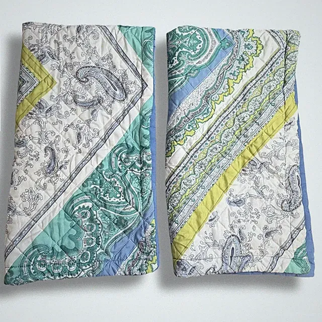 Echo Bedding Paisley Chevron Print Quilted Standard Pillow Shams Blue Multi