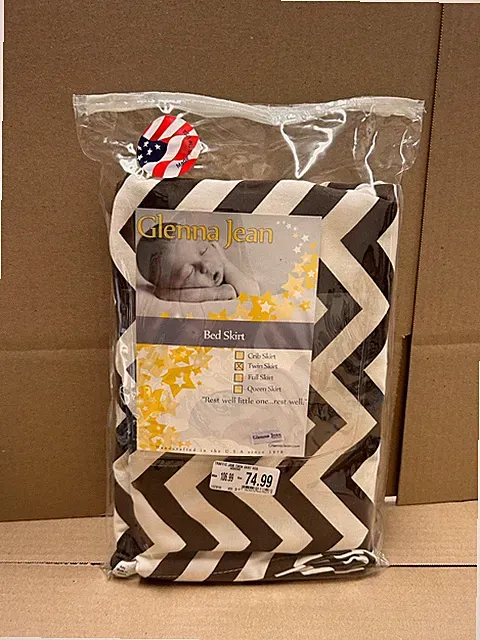 Glenna Jean Baby Twin Bed Skirt Traffic Jam Brown Chevron Pattern Brand New