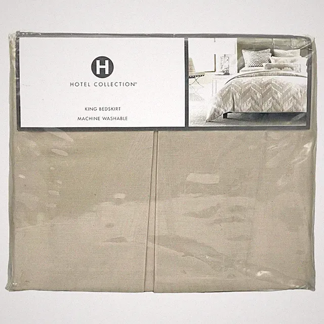 Hotel Collection Distressed Chevron KING 16" Bedskirt Dust Ruffle $150