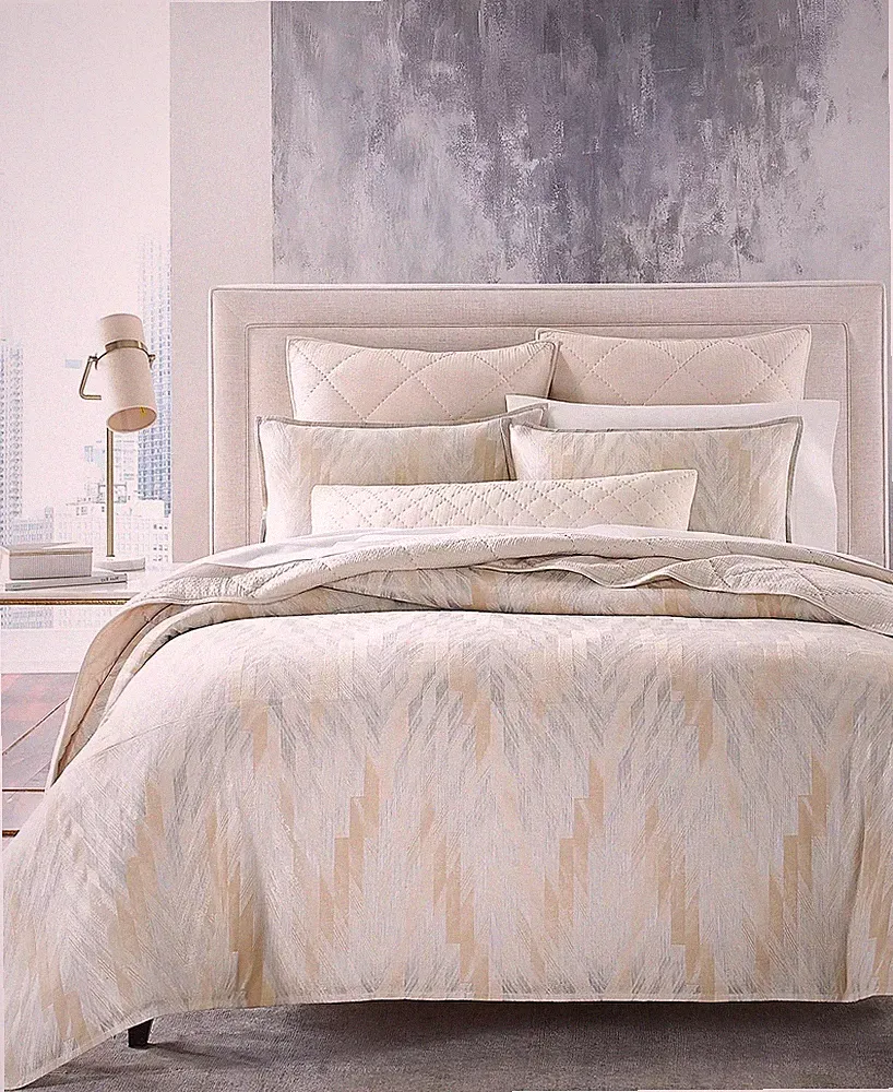 Hotel Collection Textured Chevron 3-Pc Duvet Cover Set Full/Queen–Luxury Bedding