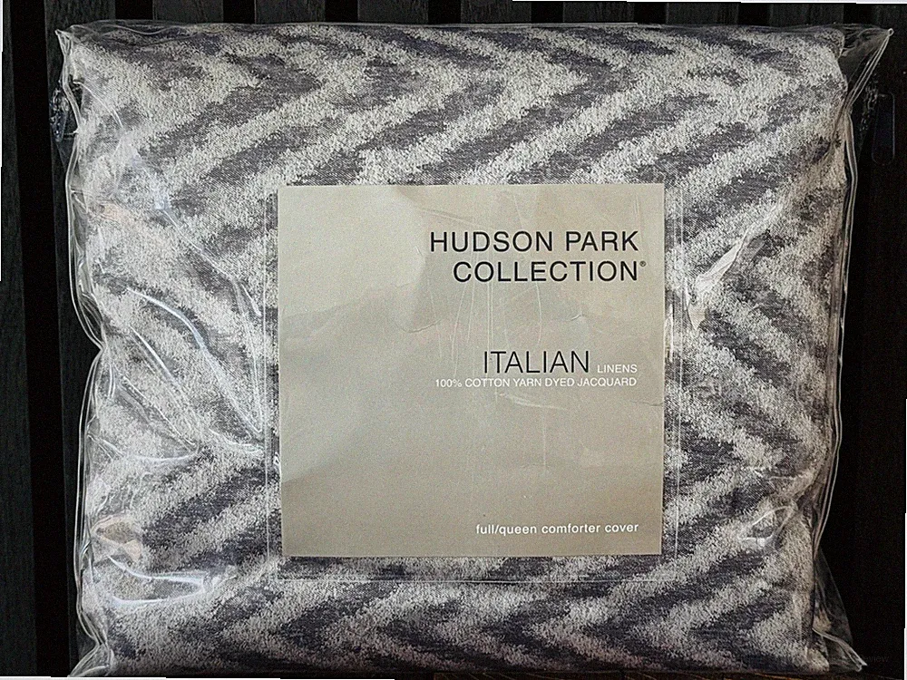 Hudson Park Collection Distressed Chevron Full Queen Duvet Cover Indigo $600