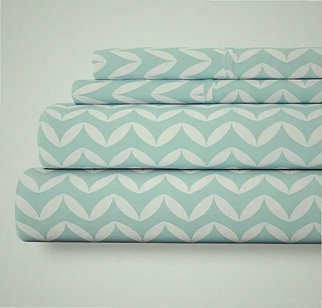 Ienjoy Home Blue Light Puffed Chevron Pattern Twin' Size 3pc Sheet Set