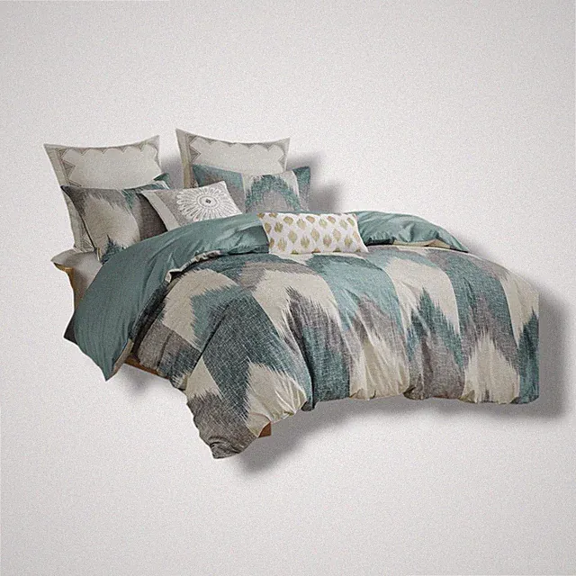 Ink & Ivy Blue Alpine Chevron Stripe Reversible Comforter Set 3pc Full/Queen