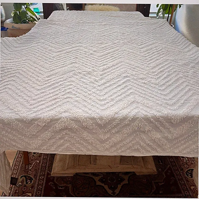 Nate Berkus Coverlet Queen Ivory Textured Chevron Pattern 100% Cotton