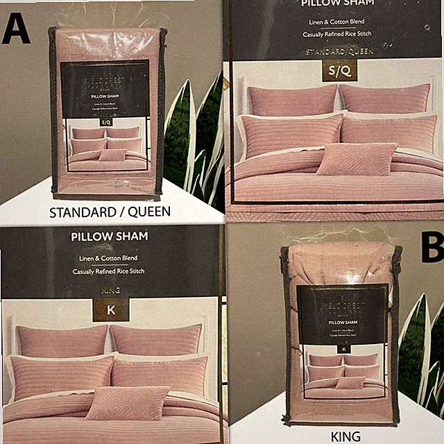 New FIELDCREST LUXURY Dusty Rose Plush Chevron Velvet Pillow Sham (1) All Sizes