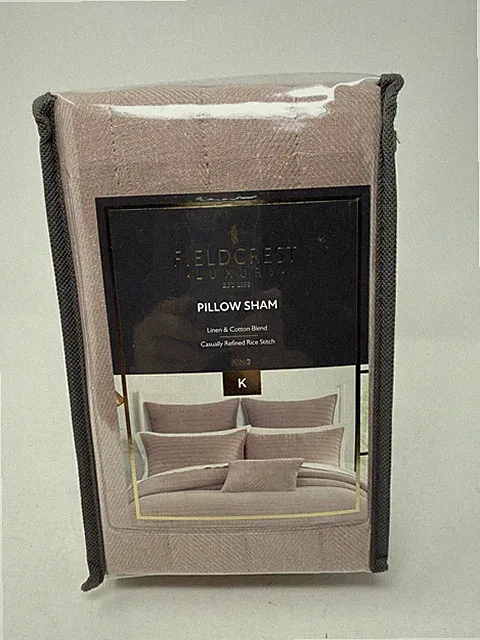 New FIELDCREST LUXURY Dusty Rose Plush Chevron Velvet Pillow Sham King Size