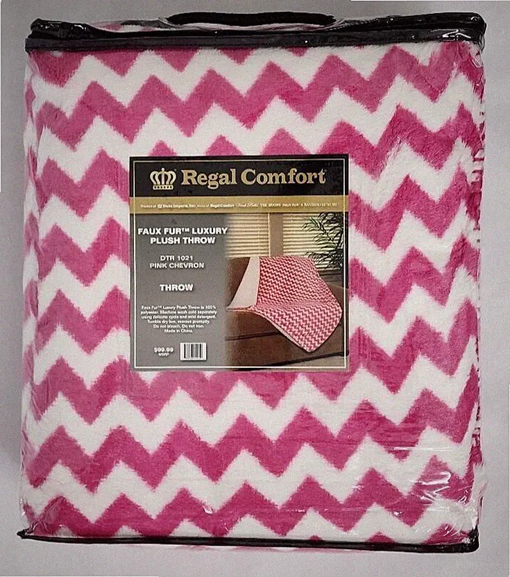 Pink Chevron Sherpa Throw Blanket 50x70 Luxury Soft Warm Cozy Zig Zag Bedding
