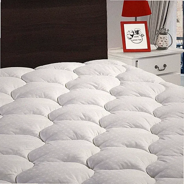 Queen Mattress Pad Fitted Quilted Cotton Mattress Cover Cooling Soft Pillow Top
