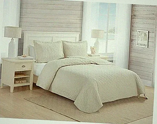 Quilt Set, Soft Bedding with Matching Shams, Cozy King Chevron Dune Beige