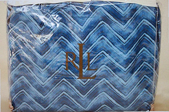 RALPH LAUREN "INDIGO MODERN HERRINGBONE 2" - KING BEDSKIRT INDIGO-BLUE - $142.00