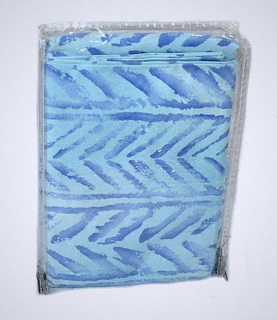 RALPH LAUREN Jamaica Blue Chevron KING PILLOWCASES SET HERRINGBONE Soft 450TC