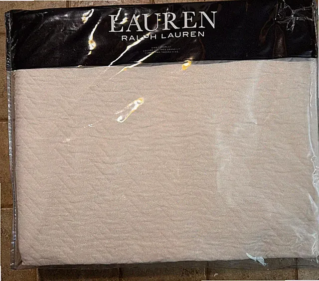Ralph Lauren Kaia Matelassé Coverlet Bedspread Blanket Chevron Cream King $385