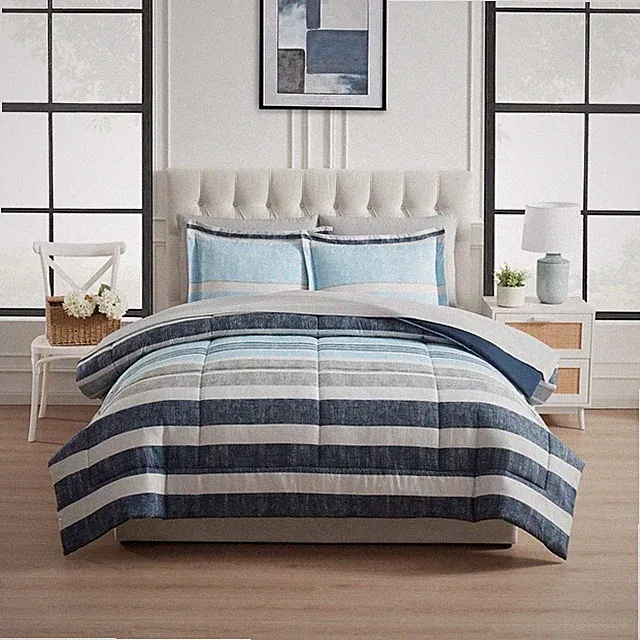 Reversible Bedding Set Comforter Bed-in-a-Bag Soft Microfiber All-Season 5-Piece